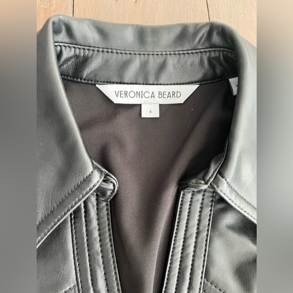 Veronica Beard Garret Long Sleeve Faux Leather Coat Dress in Black - Picture 6 of 7